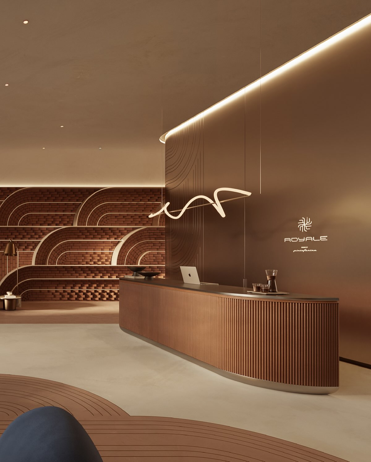 Recepção do lobby do Royale, lado direito da vista interna conjunta